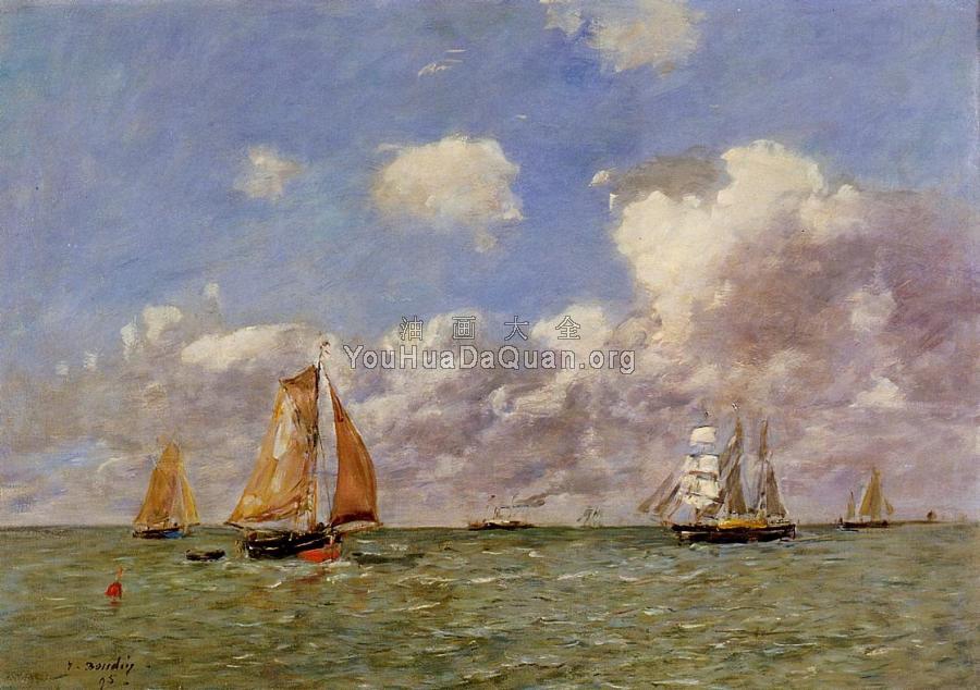 Fishing Boats at Sea - 尤金·布丹